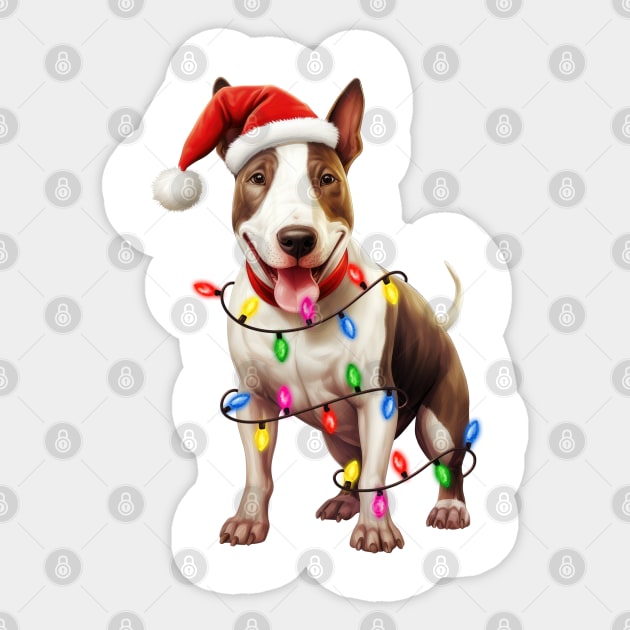 Christmas Bull Terrier Sticker by Chromatic Fusion Studio